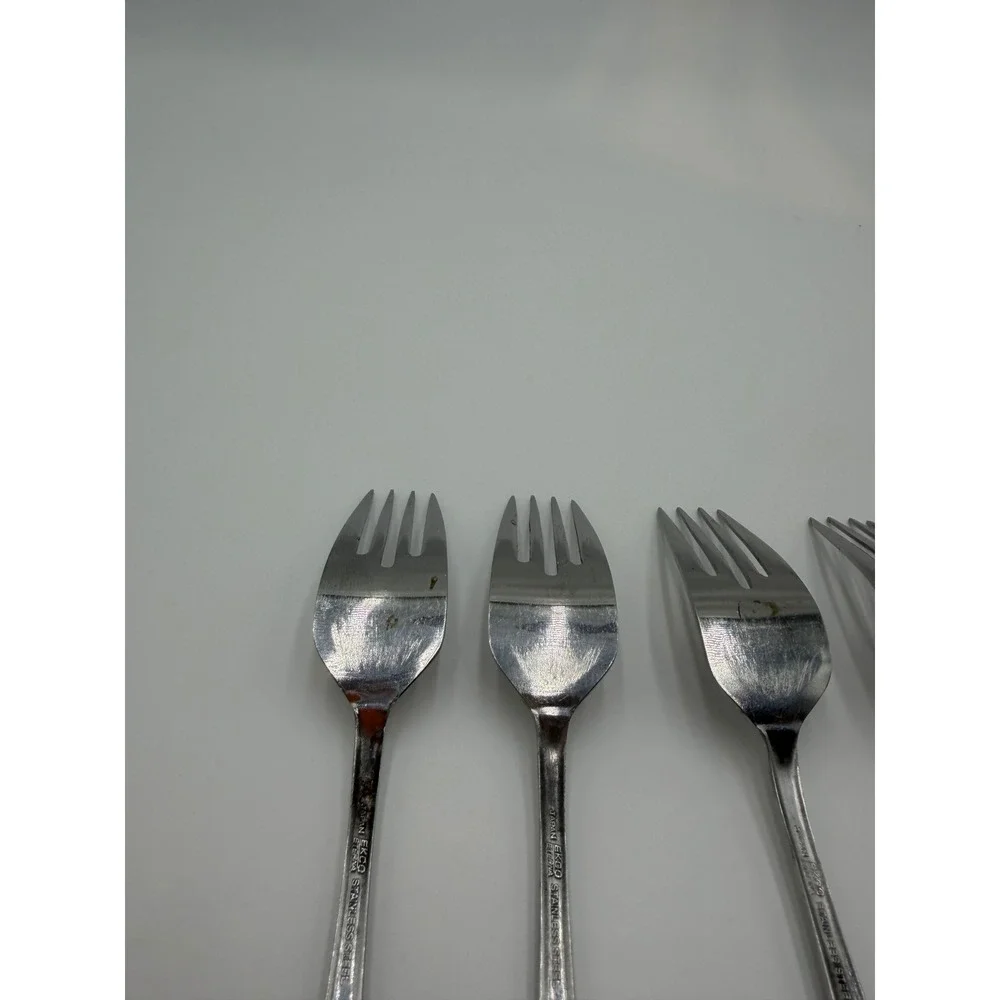 Ekco Eterna Japan Stainless Steel Dinner Forks Set of 4 Monogram F Floral Scroll